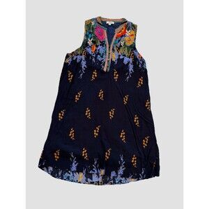 Umgee Womens Sleeveless Shift Dress Size Large Boho Chic Navy Multicolor